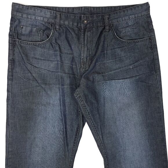 Buffalo David Bitton Six Basic Slim Straight Mens 38x27 Blue Grunge 11" Rise - Picture 2 of 8